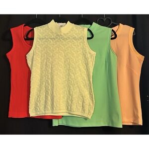 True VTG Lot  4 Woman's Mod  Tank Top Shirt  TOPs 60s 70s Disco MOD HIPPY